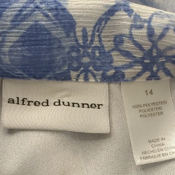 Alfred Dunner Blue Patterned Sheer Blouse - Picture 7 of 8